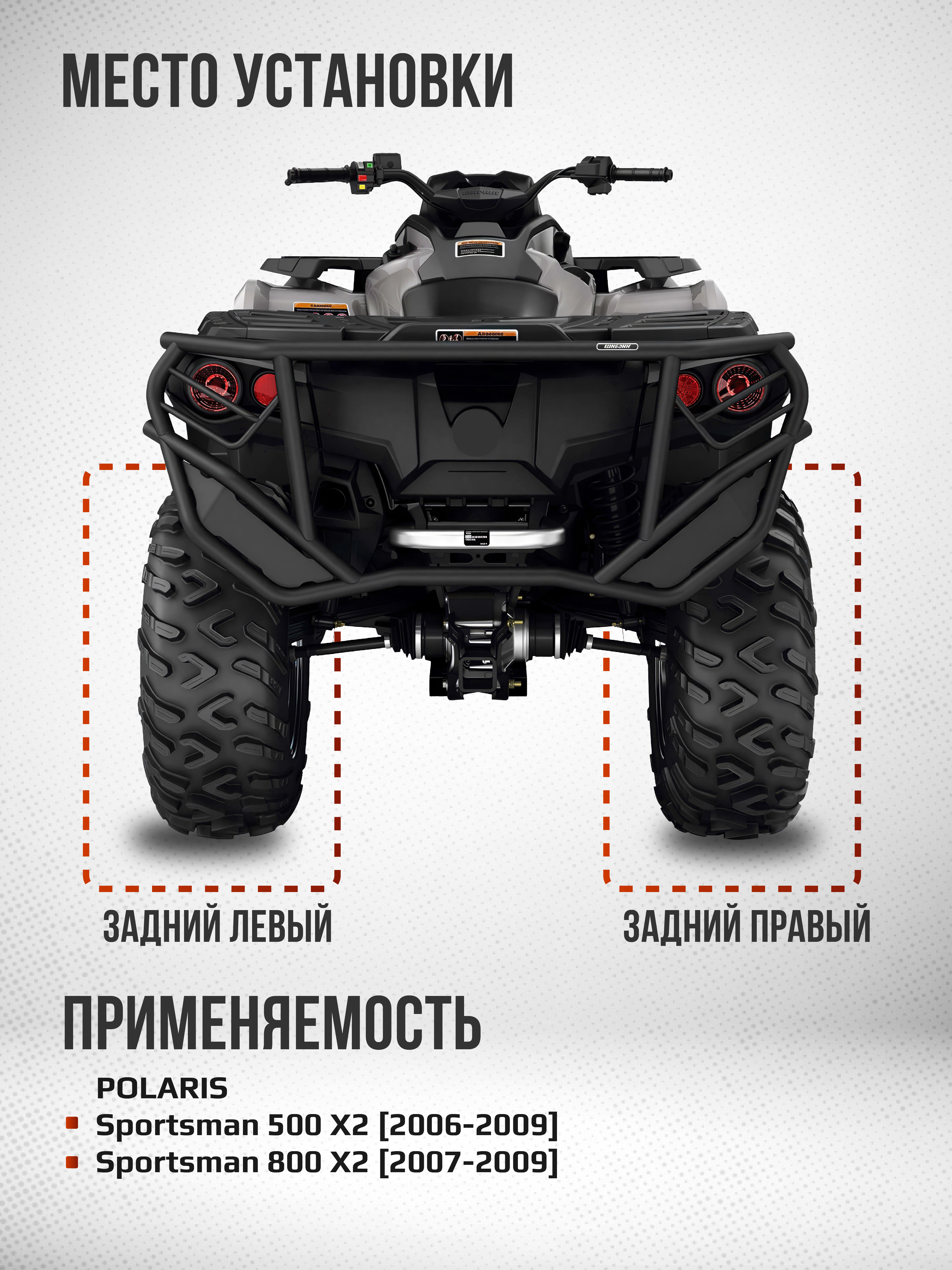 Привод задний Усиленный с пластиковым пыльником Polaris Sportsman 500-800 X2 ATV-PO-864NE, ATV-PO-864 NE